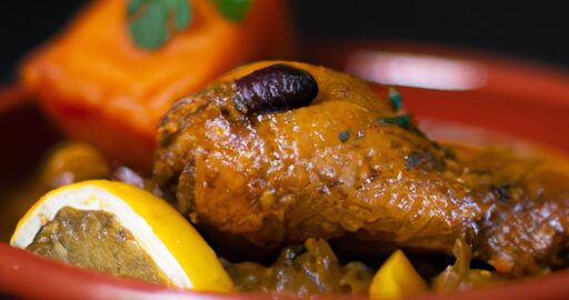 Kuřecí tajine s meruňkami a olivami.