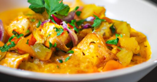 Jehněčí kari s jáhly a zeleninou