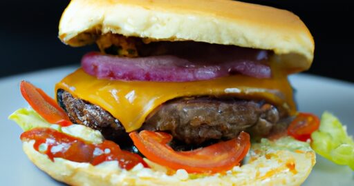 Hamburger s hranolkami a kečupem.