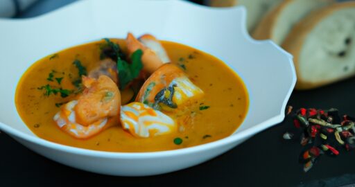 Bouillabaisse s crostini chlebem.