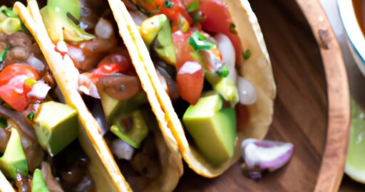 Taco s guacamolem a kukuřicí.