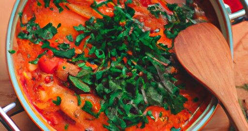 Kořeněný vegetariánský guláš se špenátem