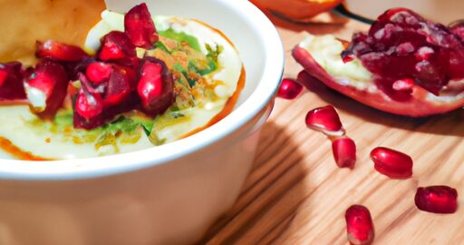 Humus s ořechy a granátovým jablkem