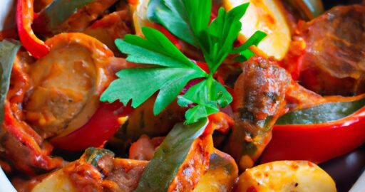 Kuřecí provensálské ratatouille pečené sýrem.