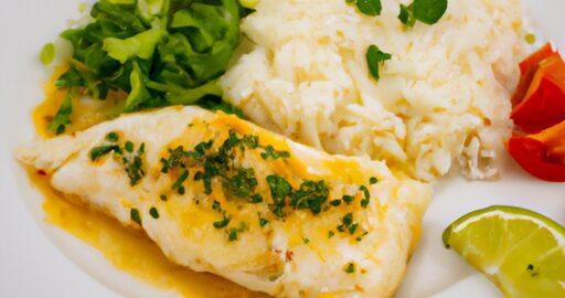 Kokosové rybí filé s rýží.