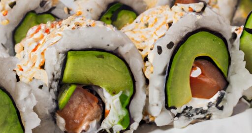 Sushi losos avokádo rolka.