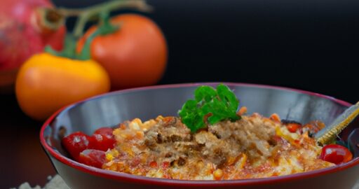 Khoresh-e fesenjan“ – kuřecí ragú s granátovým jablkem.