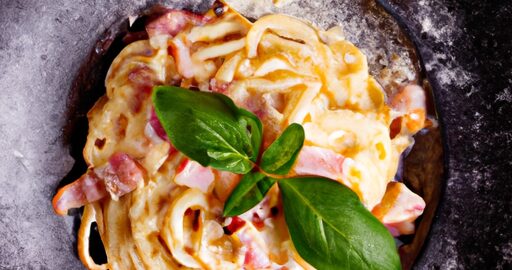 Pasta Carbonara Smažená Šunka Vaječná Smetana