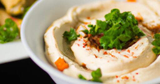 Jehněčí kebab s hummusem.