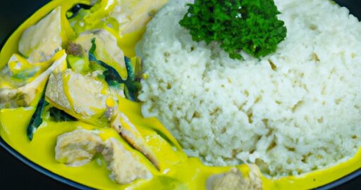 Zelený curry s kuřecím masem.