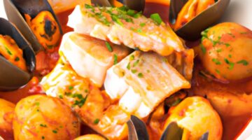 Bouillabaisse rybí polévka s korýši.