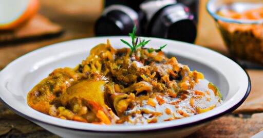 Kuřecí korma s rýží a máčeným chlebem