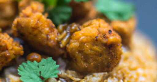 Kuřecí s curry a rýží.