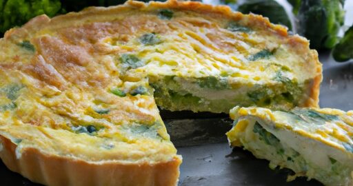 Sýrové quiche s brokolicí a šunky.