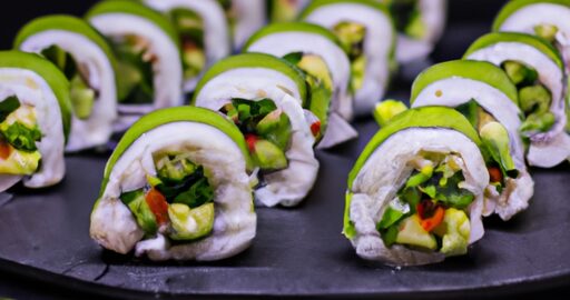 Sushi s lososem avokádem a okurkou