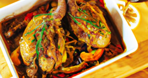 Kuře s červeným vínem a houbami