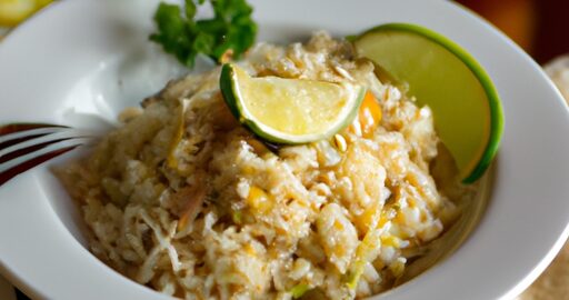 Sýrová rizoto s houbami a šunkou.