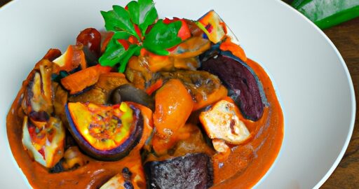 Ratatouille s pečenými brambory.