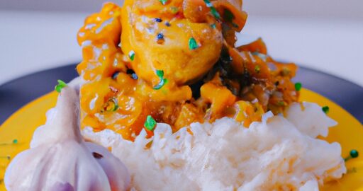 Máslový kuřecí curry s rýží.