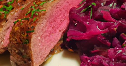 Kořeněný kachní prsa s červeným zelím