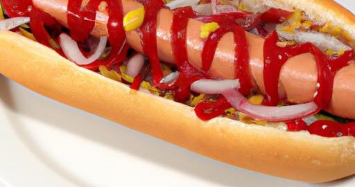 Hot dog s cibulí a červeným kečupem