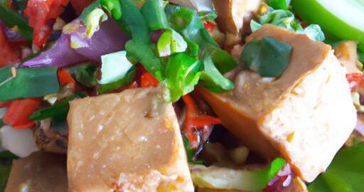 Křupavý tofu s čerstvou zeleninou