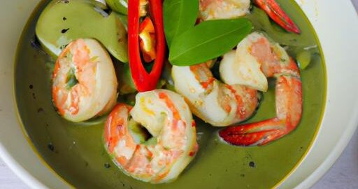 Zelený Thajský kari s krevetami