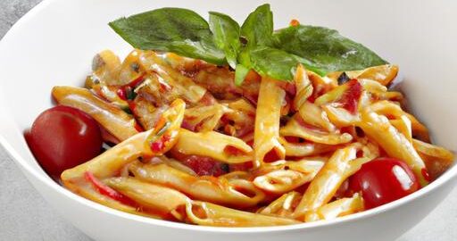 Veganské těstoviny s rajčaty a bazalkou