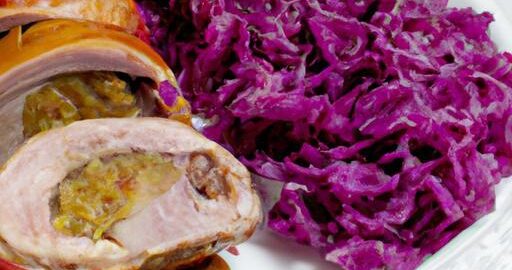 Pečený kachní závitek s červeným zelím