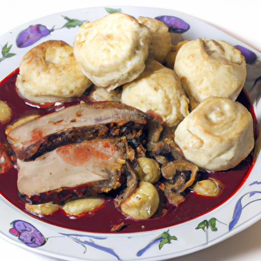 Pečený vepřový plat s knedlíky