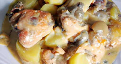 Kuře s hříbkovou omáčkou a bramborem