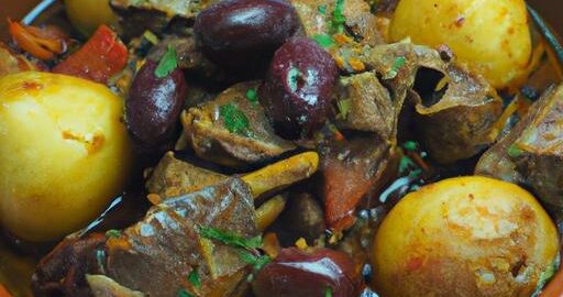 Pikantní jehněčí tajine s plody okořeněné.n3757