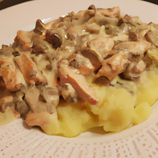 Kuře s hříbkovou omáčkou a bramborovým pyré