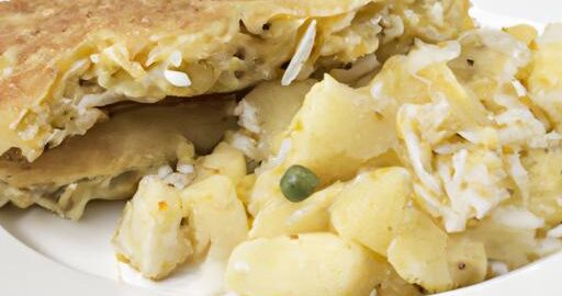 Rýžová placka s bramborami a hráškem