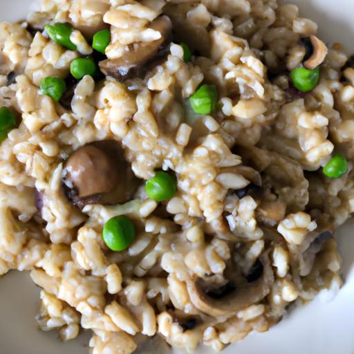 Risotto s hubami a hráškem