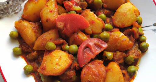 Rajčatový bramborový karí s hráškem