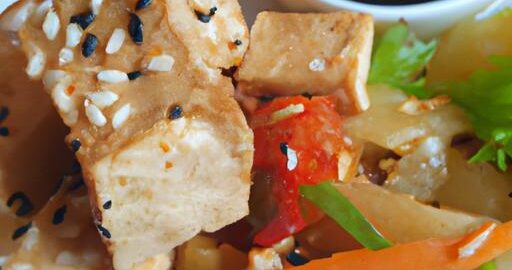 Křupavý tofu s sezamem a zeleninou