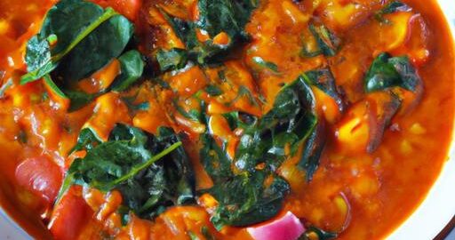 Indický rajčatový dhal se špenátem