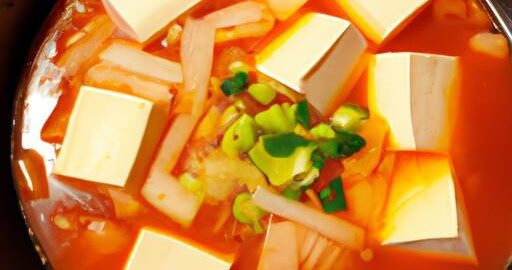Kimchi rejžové polévka s tofu