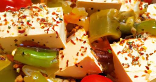 Pečená tofu s kořeněnou zeleninou