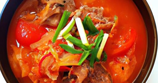 Korejská kimchi polévka s hovězím