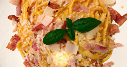 Italský špagety carbonara s pancettou