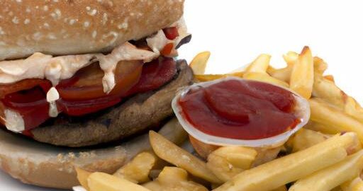 Burger s hranolkami a kečupem