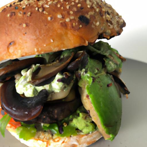 Houbový burger s avokádem a koriandrem