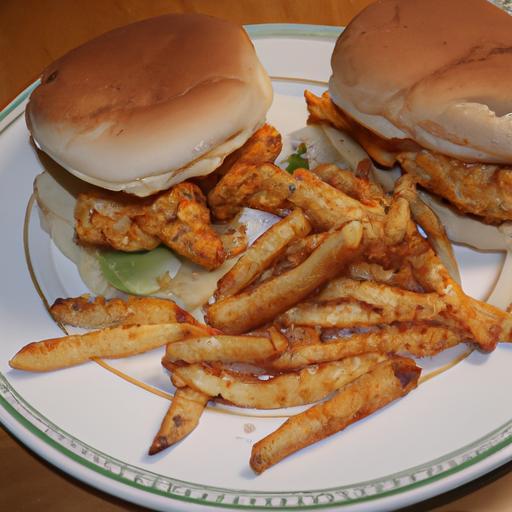 Kuřecí hamburgery s hranolkami