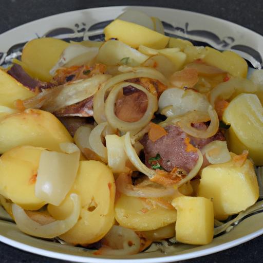 Bramborák s masem a cibulí