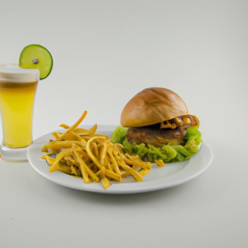 Hamburger s hranolkami a limonádou