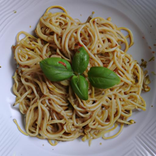 Jednoduché vegetariánské špagety s bazalkou