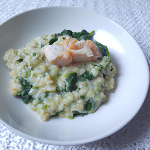 Risotto s lososem a špenátem