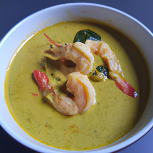 Zelený kari se slepými krevetami